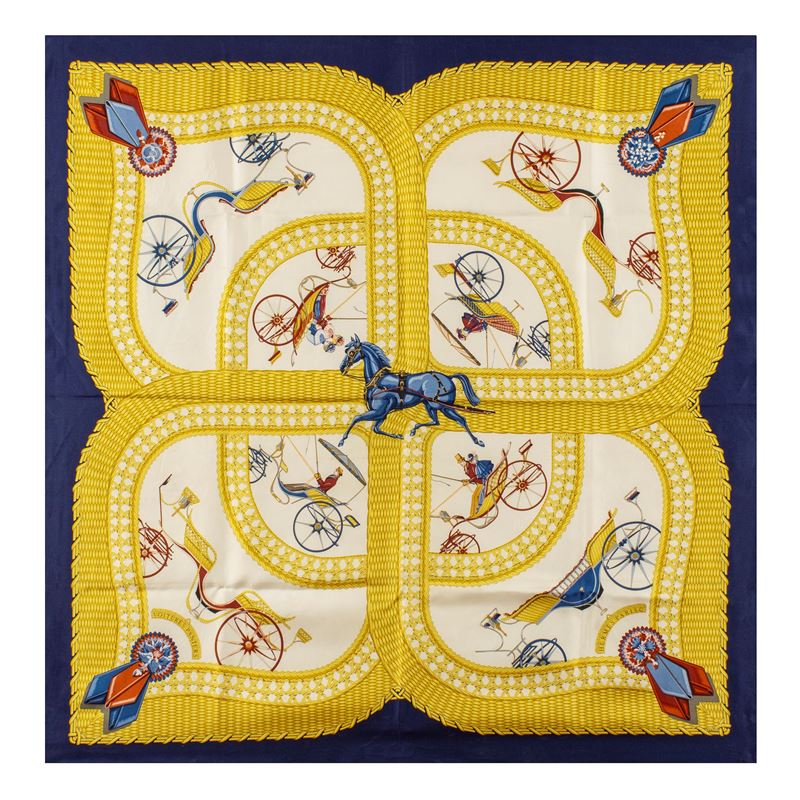 Hermes Foulard Vintage Collezione Voitures Paniers