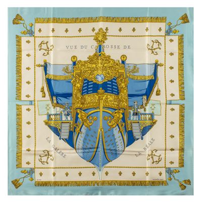 Hermes Foulard Vintage Collezione Vue Du Carrosse De la Galere la Reale