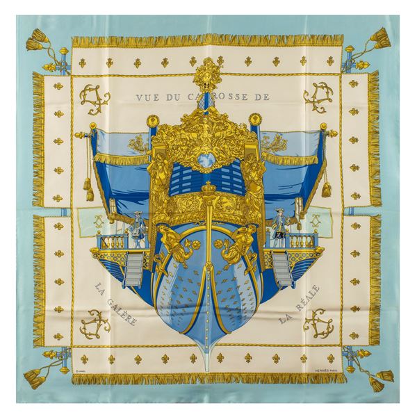 Hermes Vue du Carrosse De La Galere La Reale collection vintage scarf