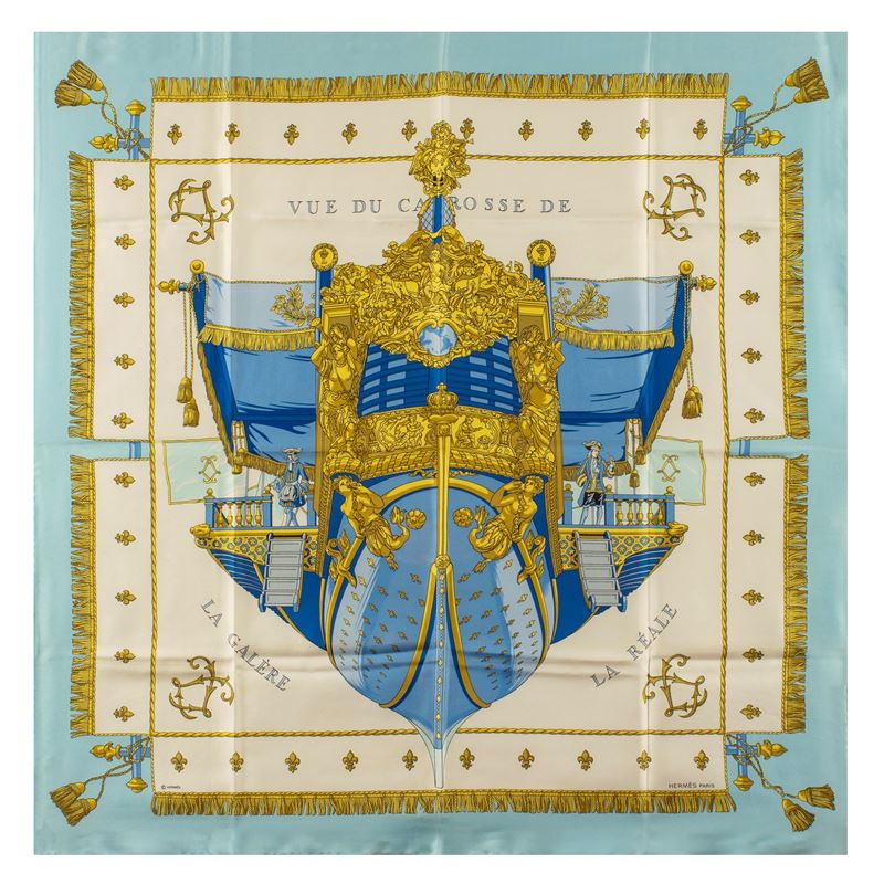Hermes Foulard Vintage Collezione Vue Du Carrosse De la Galere la Reale