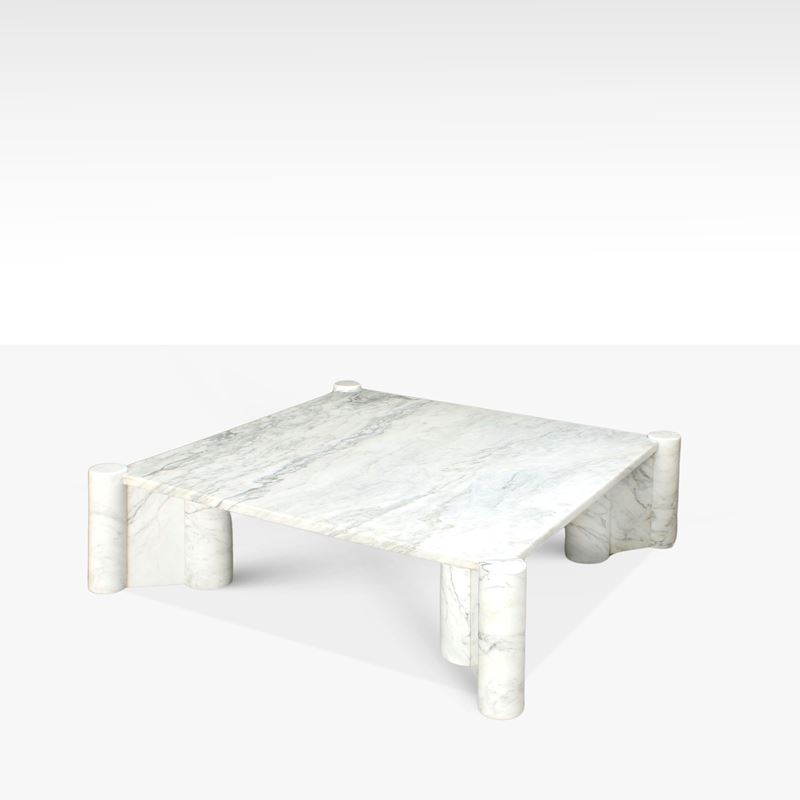 Gae Aulenti, Tavolino basso modello Jumbo in marmo di Carrara, produzione Knoll