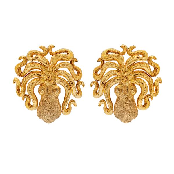 Lalaounis octopus lobe earrings