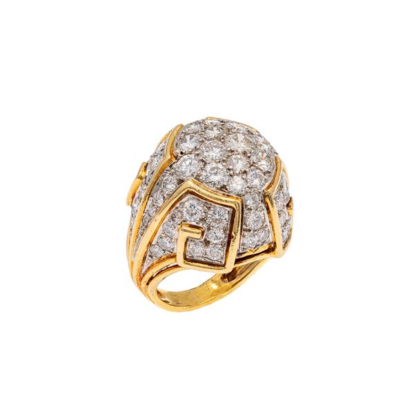 18kt yellow gold and diamonds Bombé ring