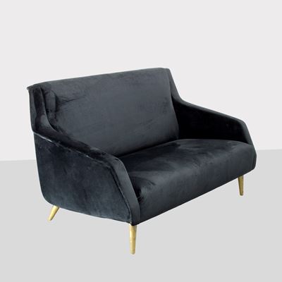 Carlo De Carli, divano modello 802 in tessuto e ottone