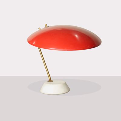 Bruno Gatta, Lampada da tavolo modello 8023 in ottone e marmo, produzione Stilnovo