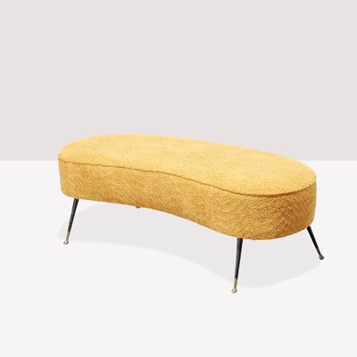 Gigi Radice, Pouf in tessuto imbottito e metallo verniciato con dettagli in ottone