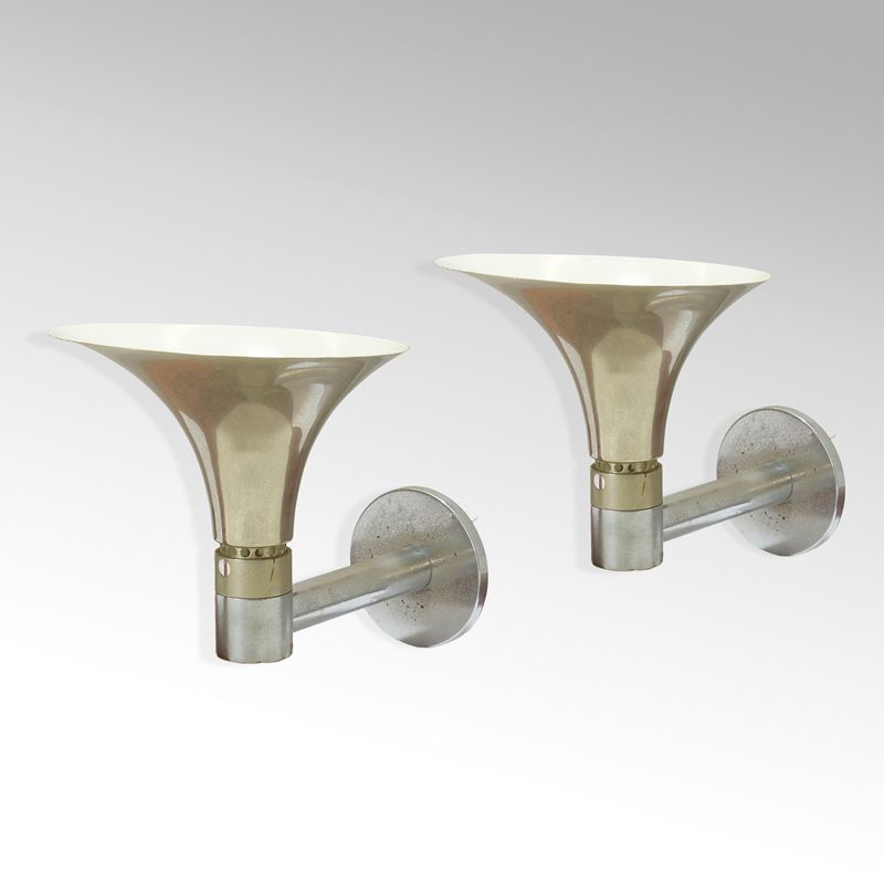 Franco Albini e Franca Helg, Lampade da parete Modello AM/AS in acciaio cromato