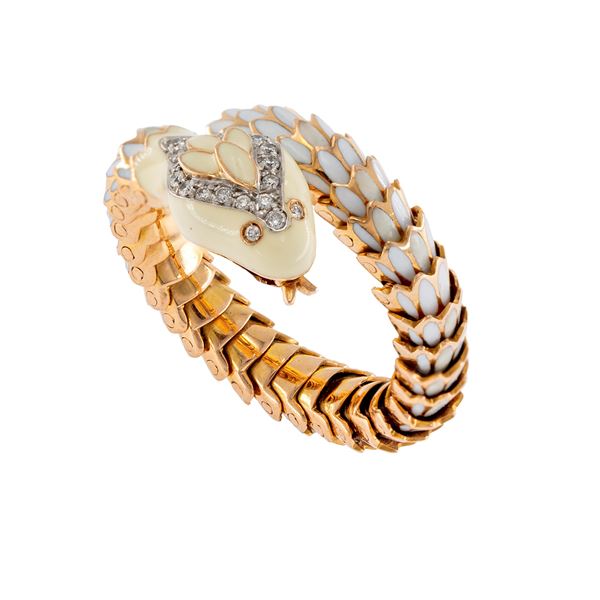 18kt yellow gold and enamel Snake ring  - Auction Jewels and Watches - Colasanti Casa d'Aste