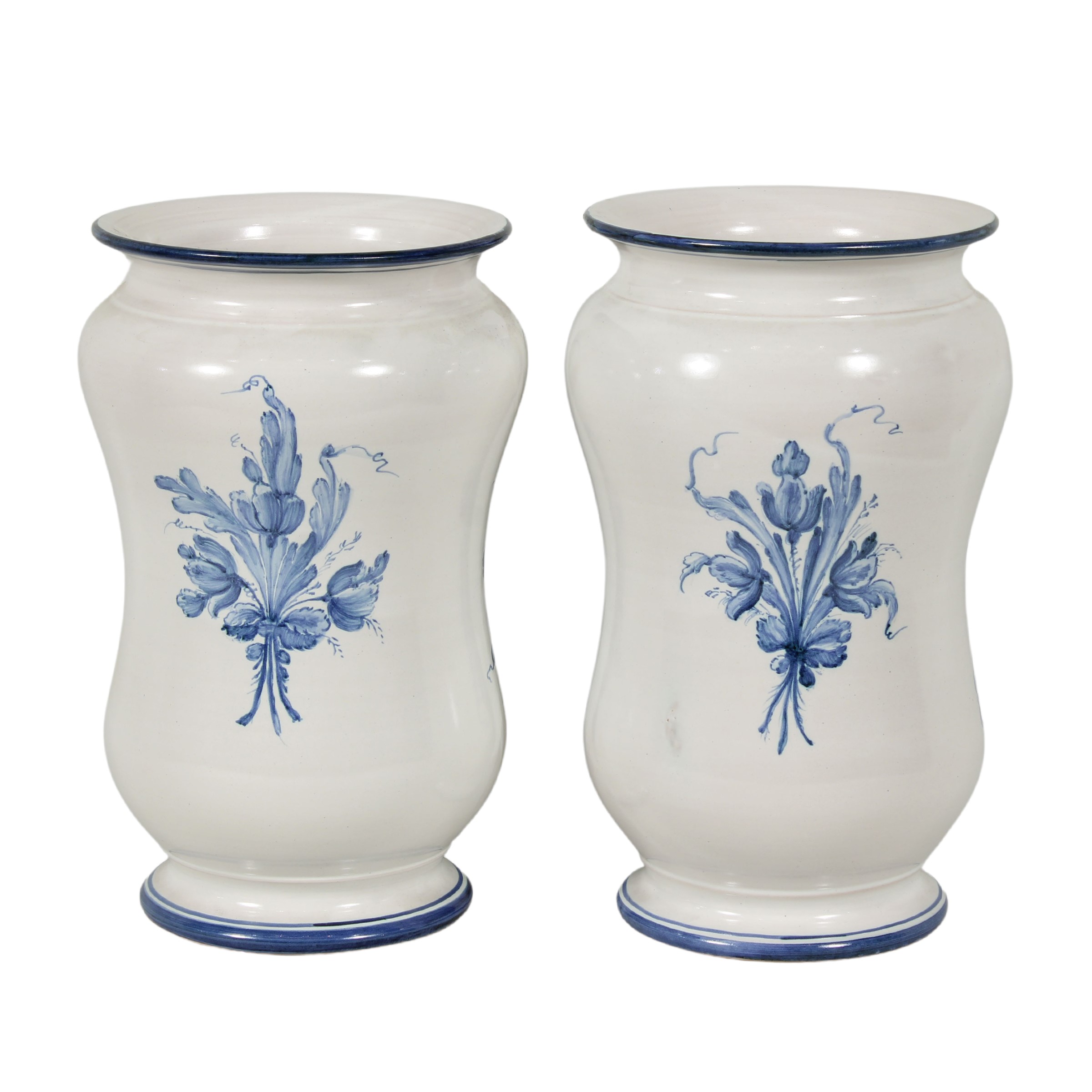 Coppia di vasi in maiolica Castelli