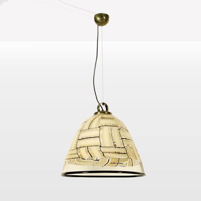 Ercole Barovier, Lampada a sospensione serie Tessere Ambra in ottone e vetro soffiato