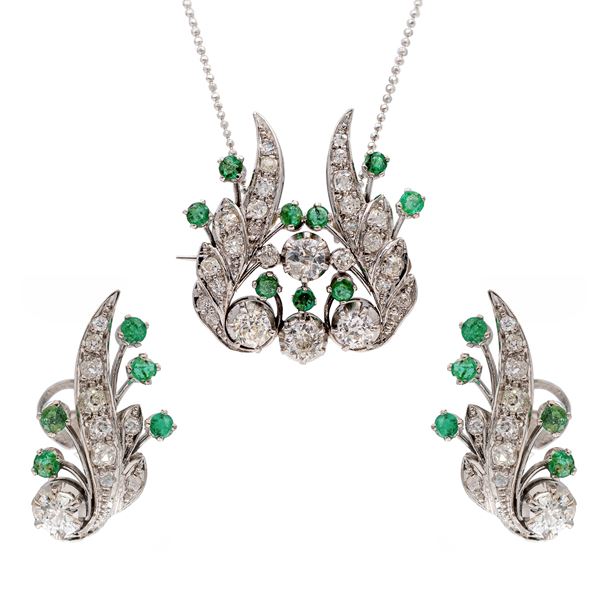 Earrings and pendant brooch parure