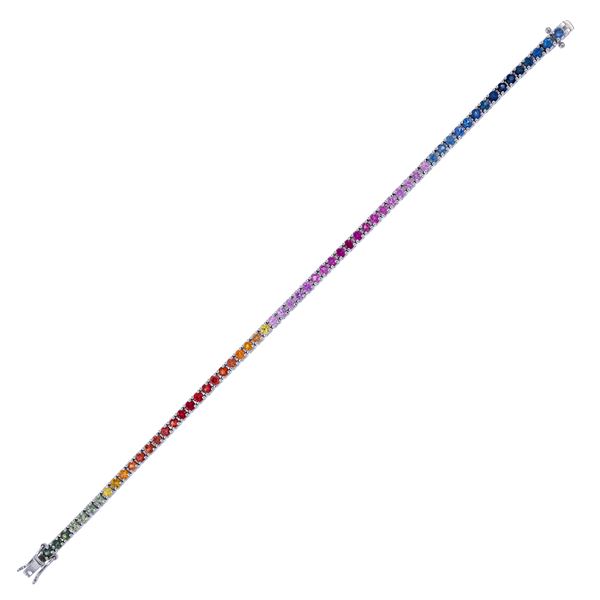 18kt white gold and different colored sapphires Tennis bracelet