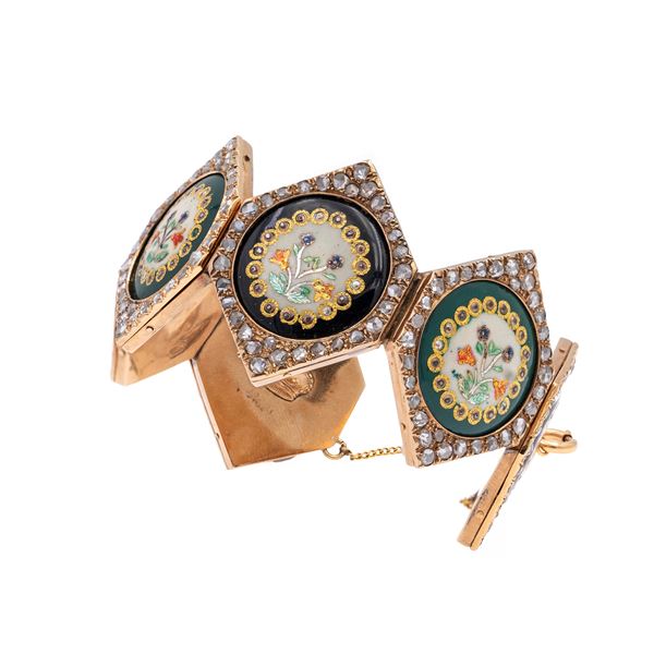 Antico bracciale a manetta in oro rosa 18kt