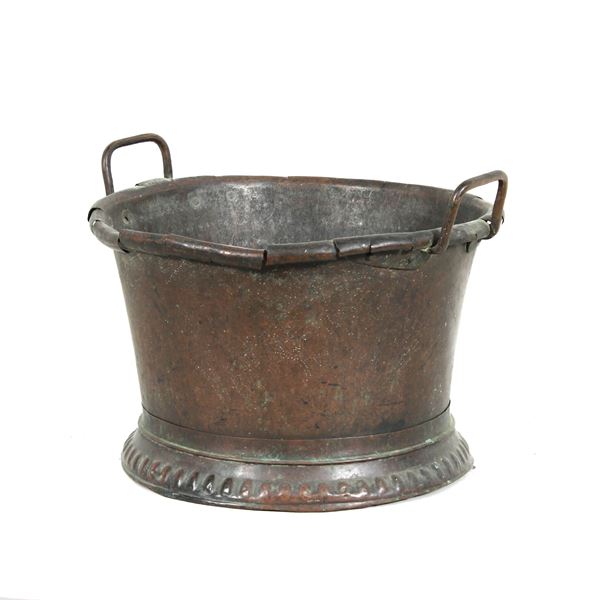 Copper basin with two handles  (18th century)  - Auction Paintings, Furniture and Works of Art Web Only - Colasanti Casa d'Aste