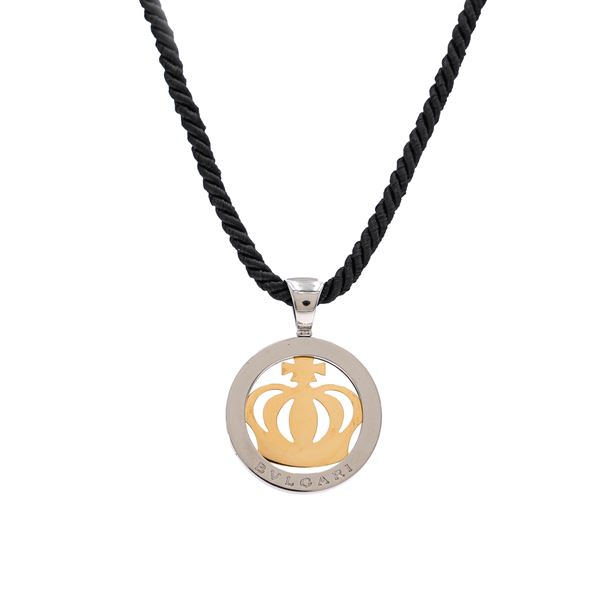 Bulgari 18kt yellow gold and steel Corona pendant