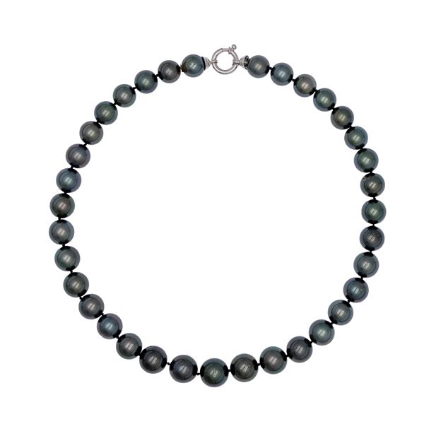 Collana ad un filo di perle Tahiti