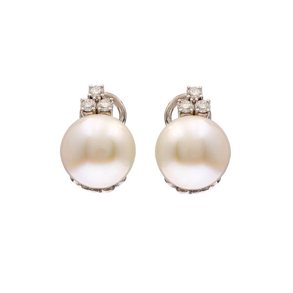 18kt white gold with South Sea pearls and diamonds lobe earrings  - Auction Jewels and Watches - Colasanti Casa d'Aste