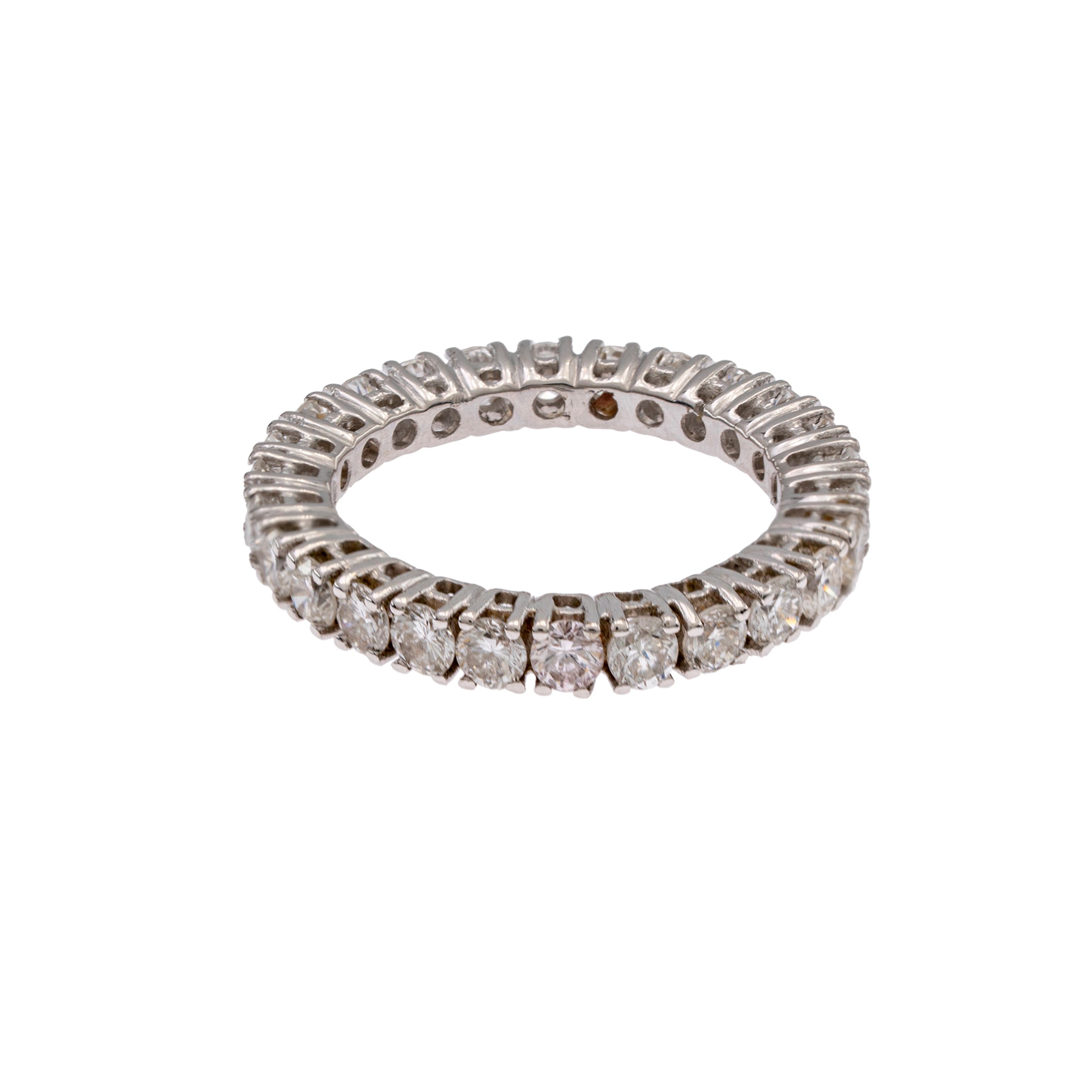 Anello fede in oro bianco 18 kt con diamante brillante circa 1 ct, misura 8