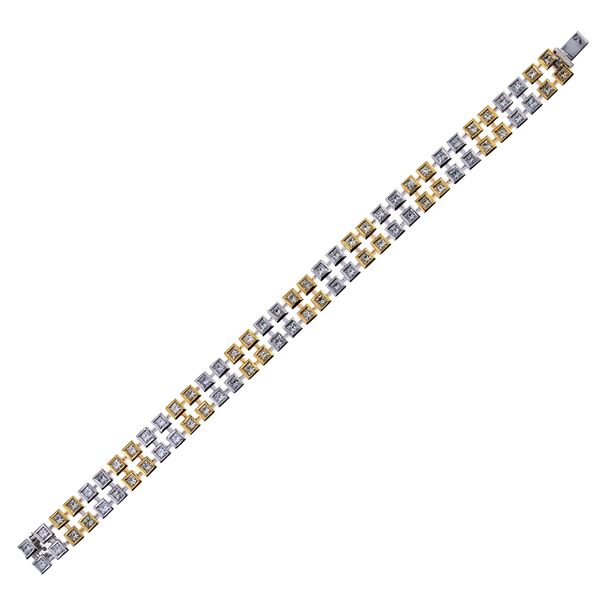 18kt yellow and white gold Double tennis bracelet