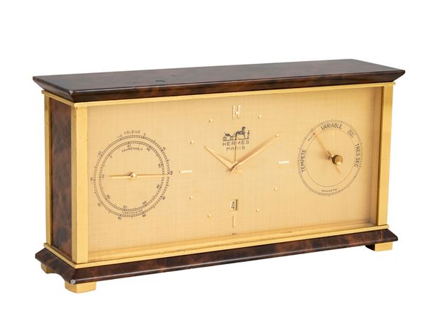 Hermes, table clock with weather station  (France, 1960/70s)  - Auction Fashion Vintage  - Colasanti Casa d'Aste