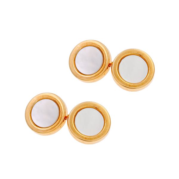 Tiffany & Co. gemelli in oro giallo 18kt e madreperla