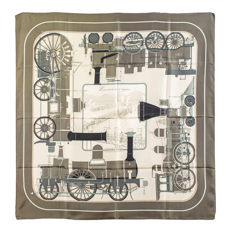 Hermes Foulard Vintage Collezione Locomotives À Vapeur
