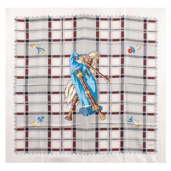 Hermes Bagpipe Cornemuse collection vintage scarf