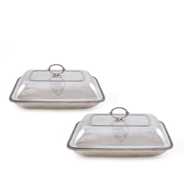 Pair of silver vegetable dishes