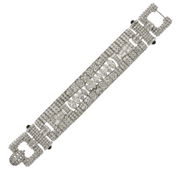 Decò bracelet in platinum and diamonds and black onyx