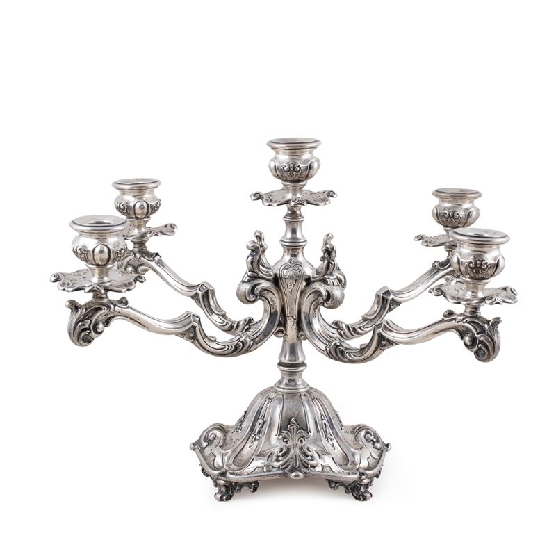 Candelabro a Cinque Luci in Argento