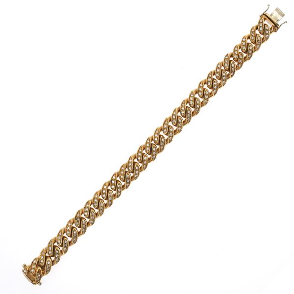 18kt yellow gold and diamonds groumette link bracelet
