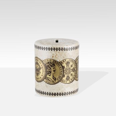 Fornasetti, Salvadanaio in ceramica decorata, Italia, anni '60