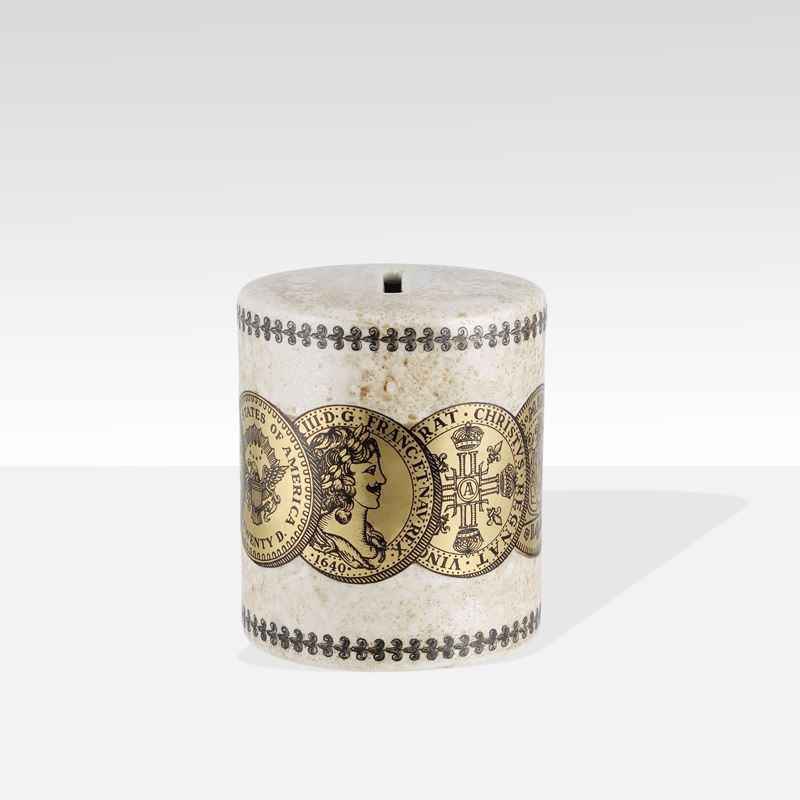 Fornasetti, Salvadanaio in ceramica decorata, Italia, anni '60