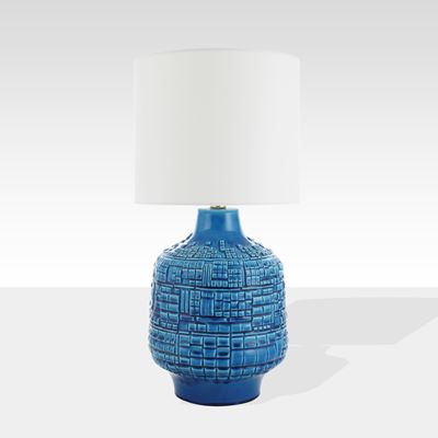 Lampada da tavolo, ceramica con paralume, produzione La Farnesiana