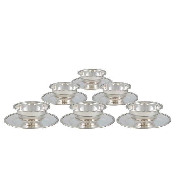 Set of silver cups and saucers (12)  (Italy, 20th century)  - Auction Fine Silver and the Art of the Table - Colasanti Casa d'Aste