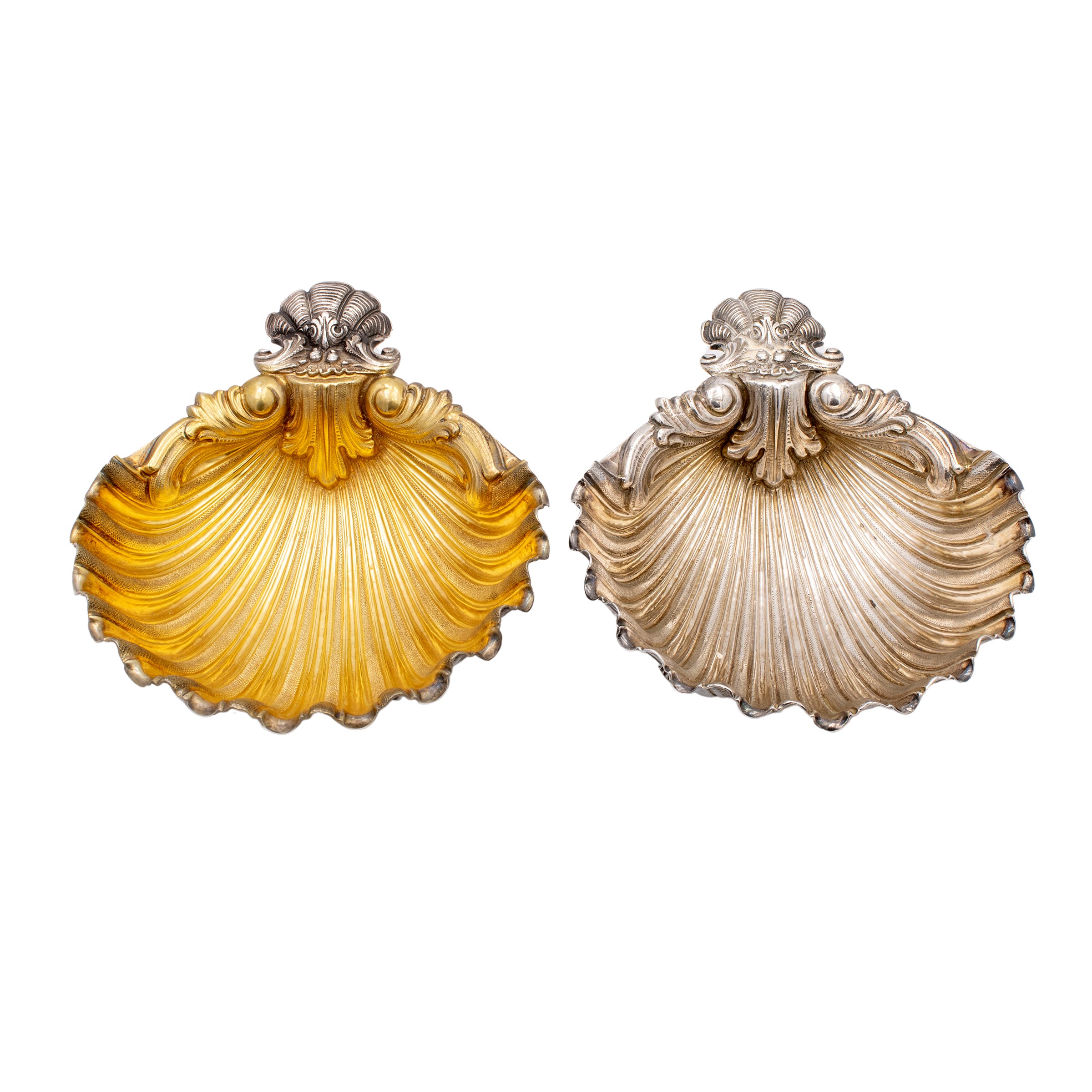 Coppia di Conchiglie Battesimali in Argento e Vermeil