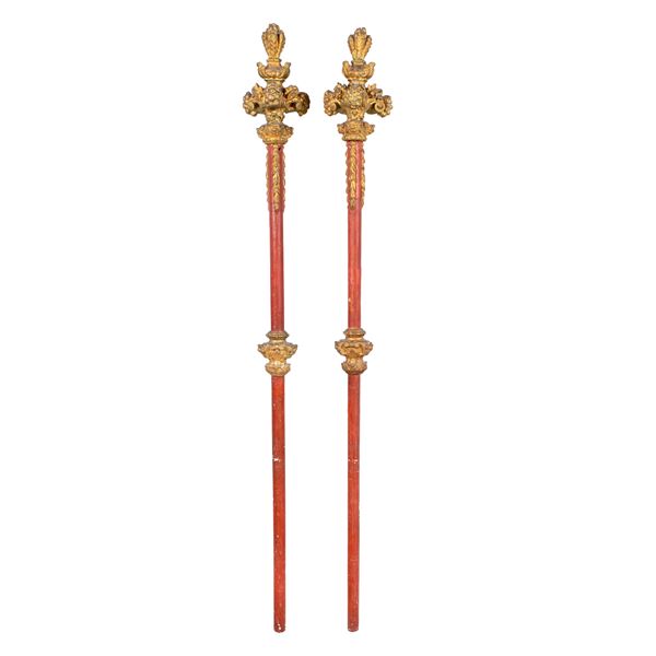 Pair of parade sticks  (Veneto, 18th - 19th century)  - Auction Old Master and 19th century Paintings Furniture and Sculptures - Colasanti Casa d'Aste