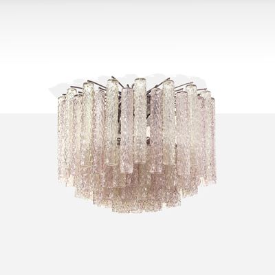 Toni Zuccheri, Lampada a sospensione in metallo e vetro colorato, Murano, anni '70