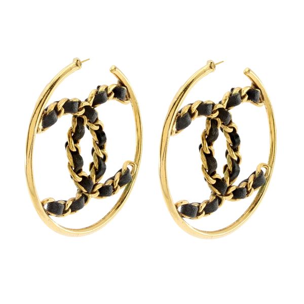 Chanel vintage bijou hoop earrings