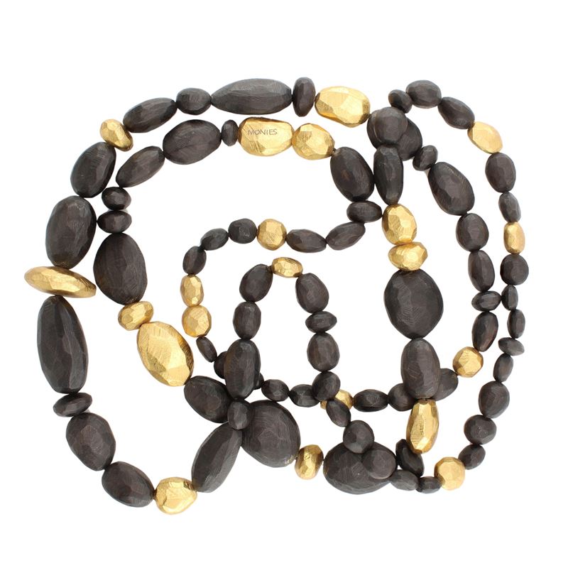 Monies Lunga Collana in Ebano Sfaccettato