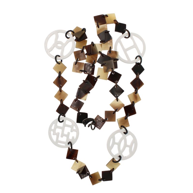 Hermes Lunga Collana in Bachelite a Motivo Geometrico