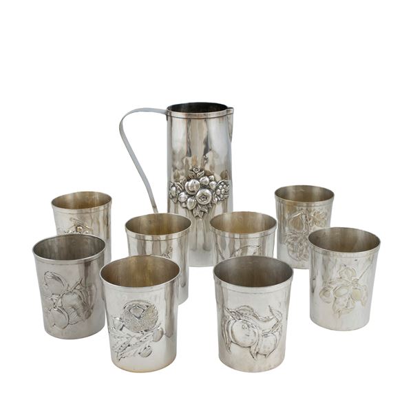 Silver metal drink set (9)  (Italy, 20th century)  - Auction Fine Silver and the Art of the Table - Colasanti Casa d'Aste