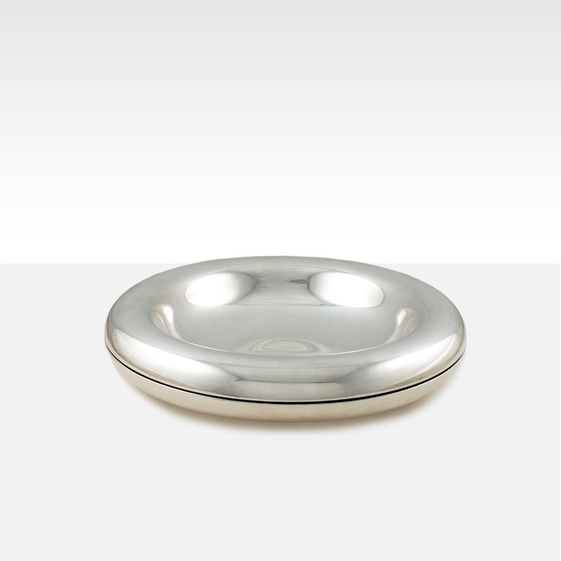 Franco Grignani, Bowl in metallo argentato, produzione Bacci