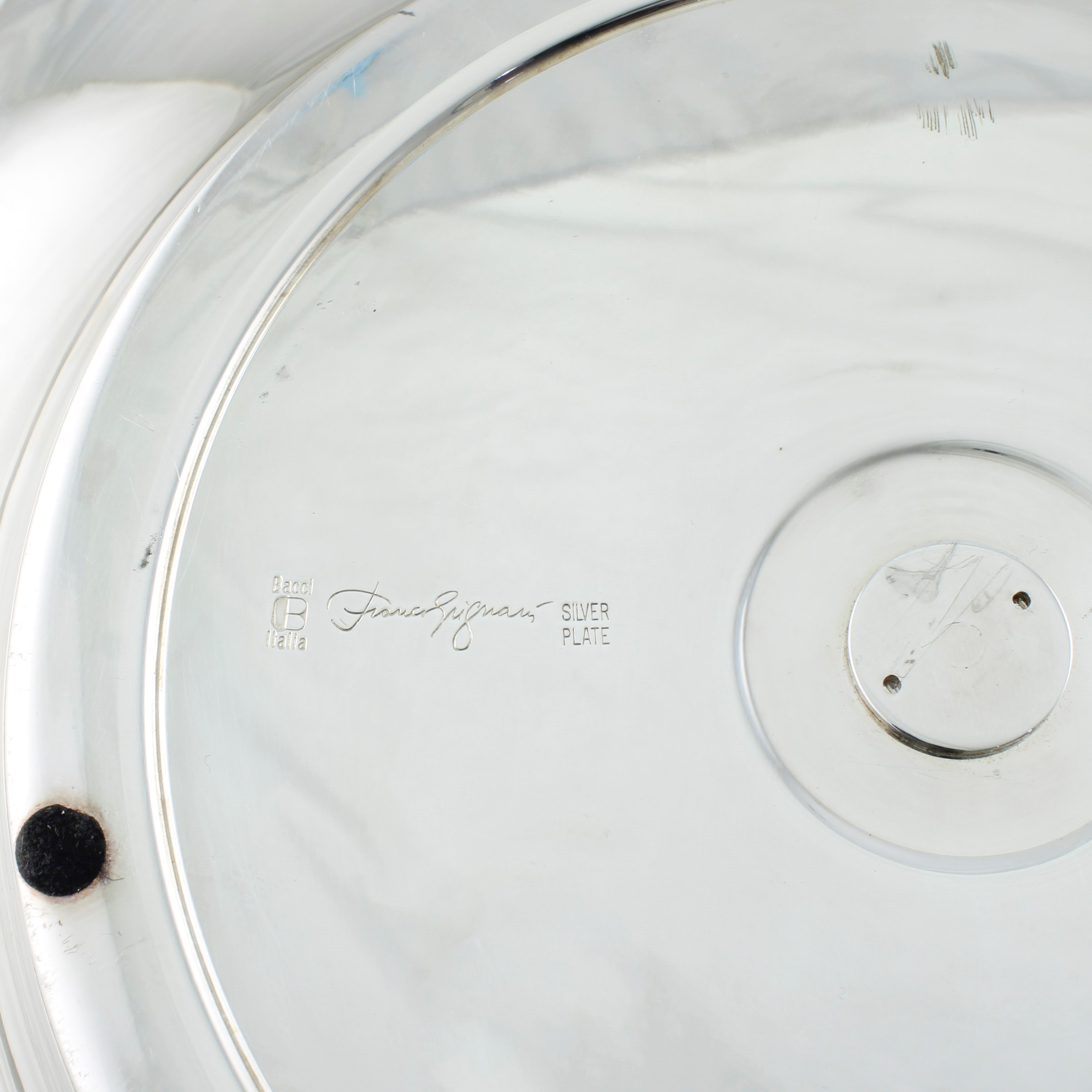 Franco Grignani, Bowl in metallo argentato, produzione Bacci