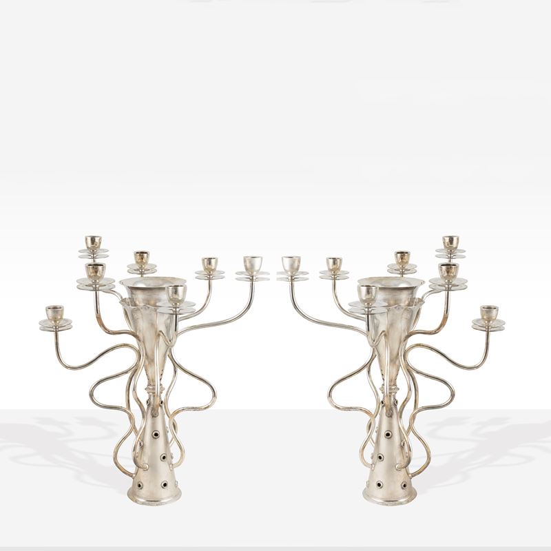Borek Sipek, Candelabri mod. Simon in metallo argentato
