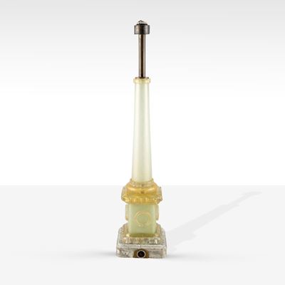 Ercole Barovier, Lampada da tavolo in ottone e vetro soffiato con foglia oro, Murano, anni '60
