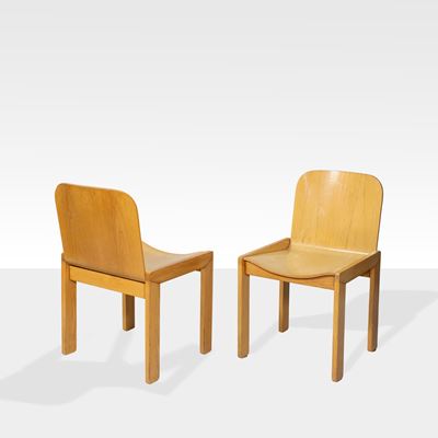 Afra e Tobia Scarpa, Set di quattro sedie in legno, Italia, anni '70