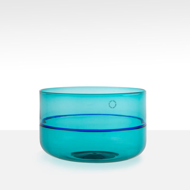 Tapio Wirkkala, Bowl della serie Macchie, vetro verde adriatico, zaffiro e rosso, Murano 1992