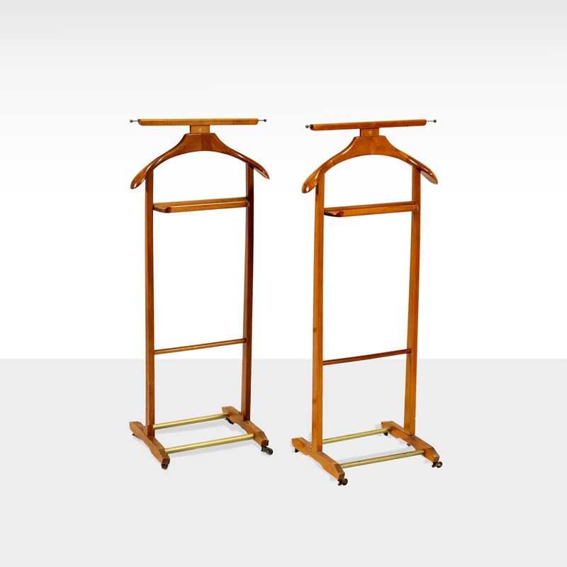 Ico Parisi, Coppia di servomuto in legno e ottone, produz. Fratelli Reguitti
