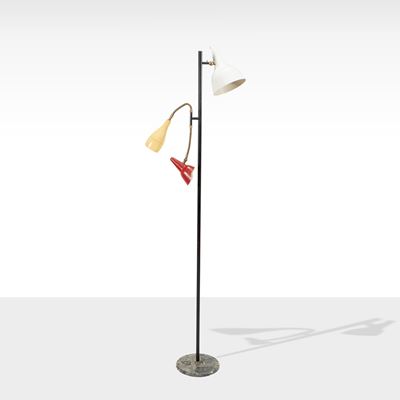 Giuseppe Ostuni, Lampada da terra orientabile in ottone e marmo, attribuita, anni '50